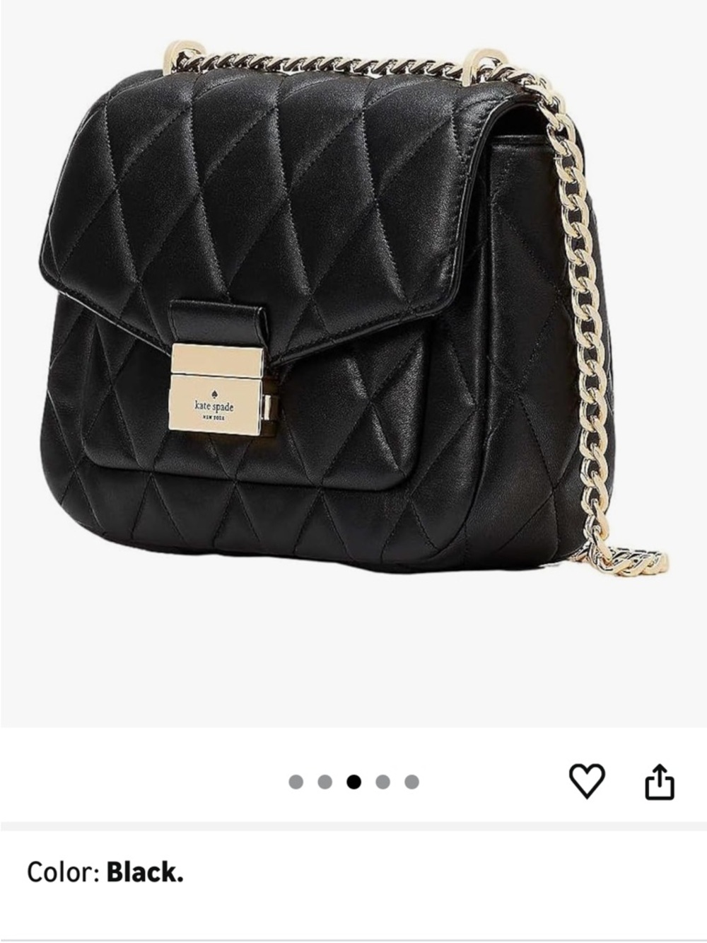 Kate Spade New York Women's Carey Smooth Leather Small Flap Quilted Shoulder Bag